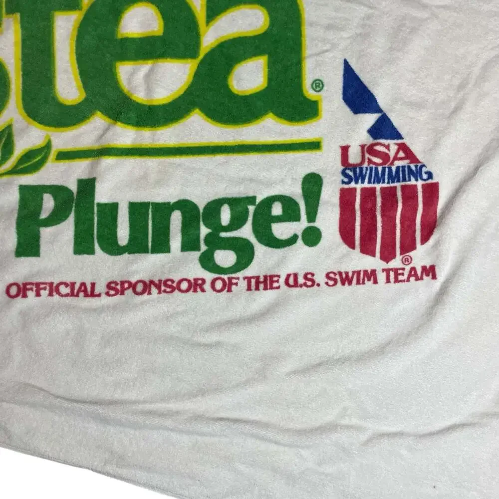 Vintage Nestea USA Swimming Beach Towel White Promo Large